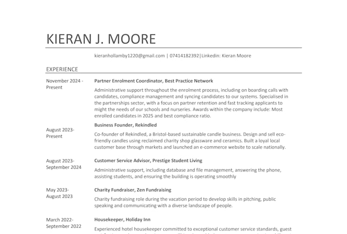 write a professional CV or resume for you